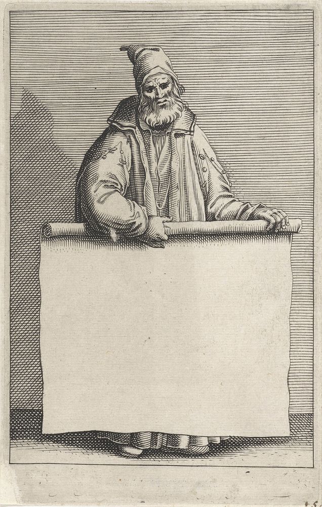 Oude man met rol papier (1601 - 1657) by Pieter Serwouters and Claes Jansz Visscher II