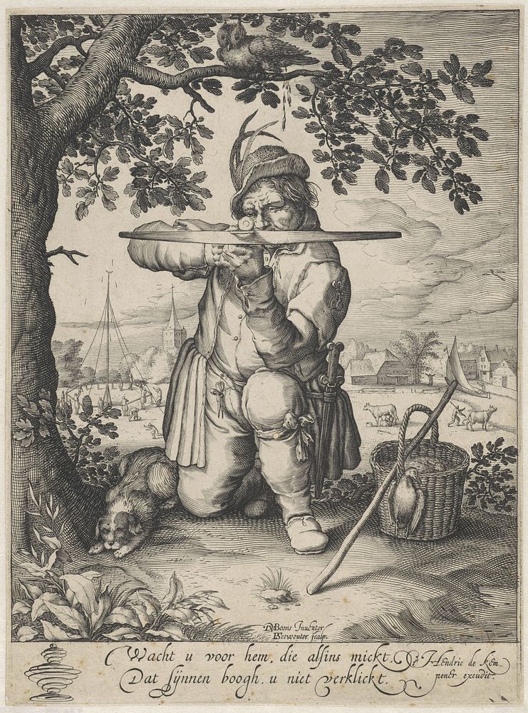 Man met een kruisboog (1601 - 1657) by Pieter Serwouters, David Vinckboons and Hendrick de Kempeneer