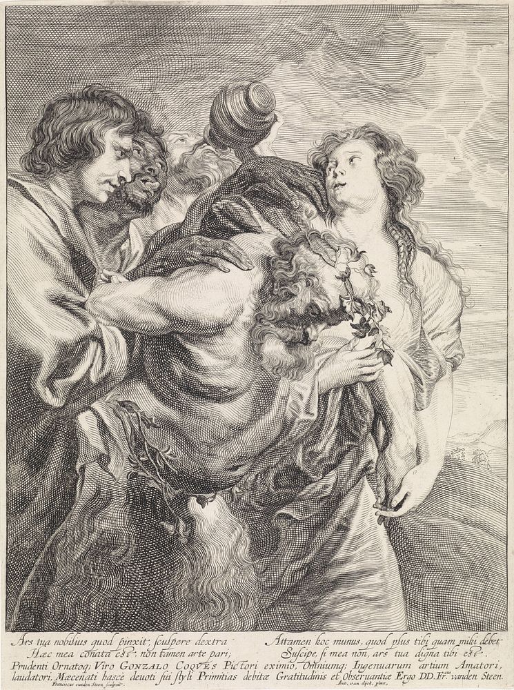 Dronken Silenus ondersteund door bacchanten (1643 - 1672) by Franciscus van der Steen, Anthony van Dyck, Franciscus van der…