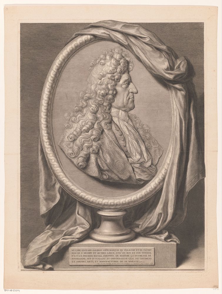 Portret van Edouard Colbert de Villacerf (1698) by Jean Louis Roullet, Gustave Girardon, Jean Louis Roullet and Edouard…