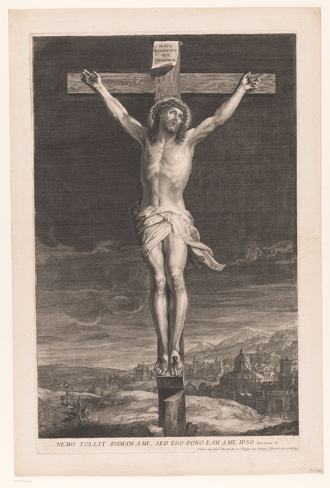 Christus aan het kruis (1644 - 1716) by anonymous, Pierre Mariette II and Franse kroon