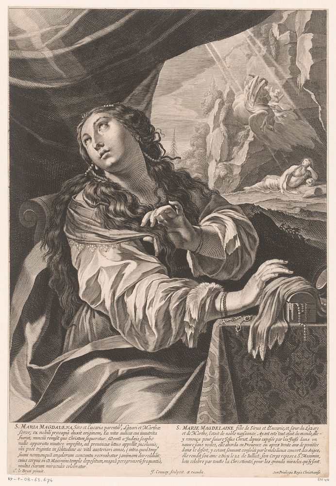 Maria Magdalena (1632 - 1675) by Jean Couvay, Charles Le Brun, Jean Couvay and Franse kroon