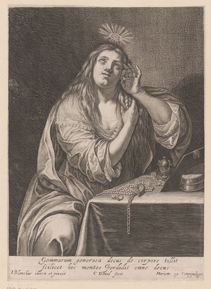 Maria Magdalena aan haar toilettafel (1613 - 1643) by Charles David, Jacques Blanchard, Jacques Blanchard, Pierre Mariette I…