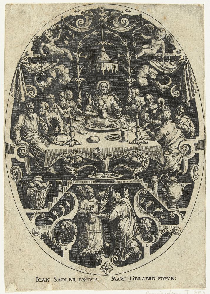 Laatste avondmaal (1560 - 1600) by Johann Sadeler I, Marcus Geeraerts and Johann Sadeler I