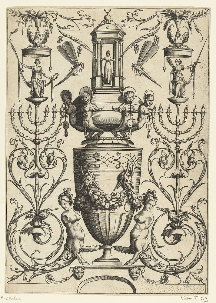 Dubbele bokaal waarvan de deksel bekroond wordt door een tempeltje (1516 - 1556) by anonymous, Cornelis Bos and Agostino…