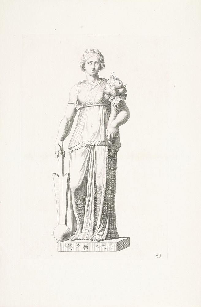 Standbeeld van een vrouw met een hoorn des overvloeds (1640) by Reinier van Persijn and Joos de Pape