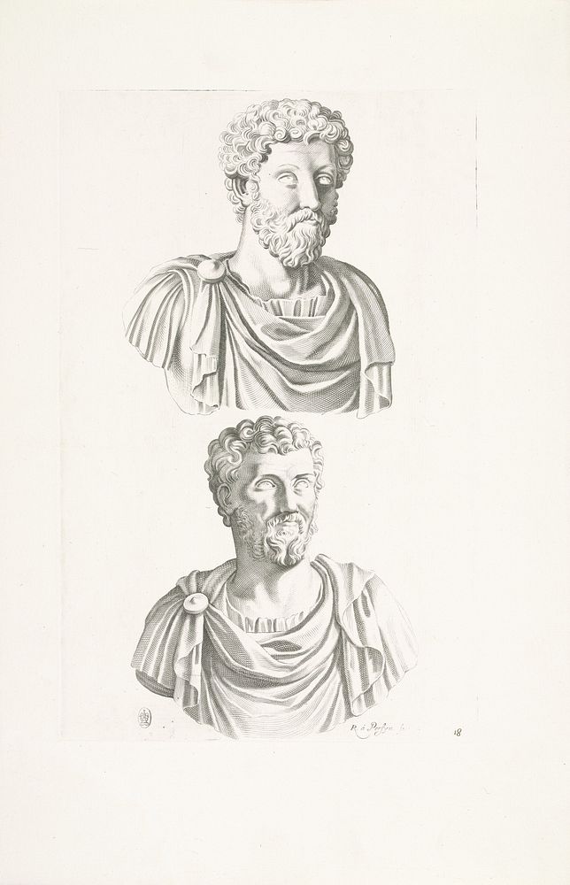 Twee portretbustes van keizer Marcus Aurelius en keizer Septimius Severus (1640) by Reinier van Persijn