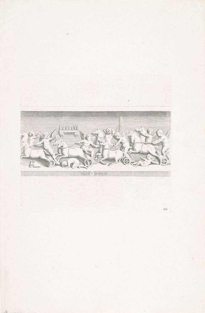 Bas-reliëf van een groep putti en paarden (1640) by Reinier van Persijn and Joos de Pape