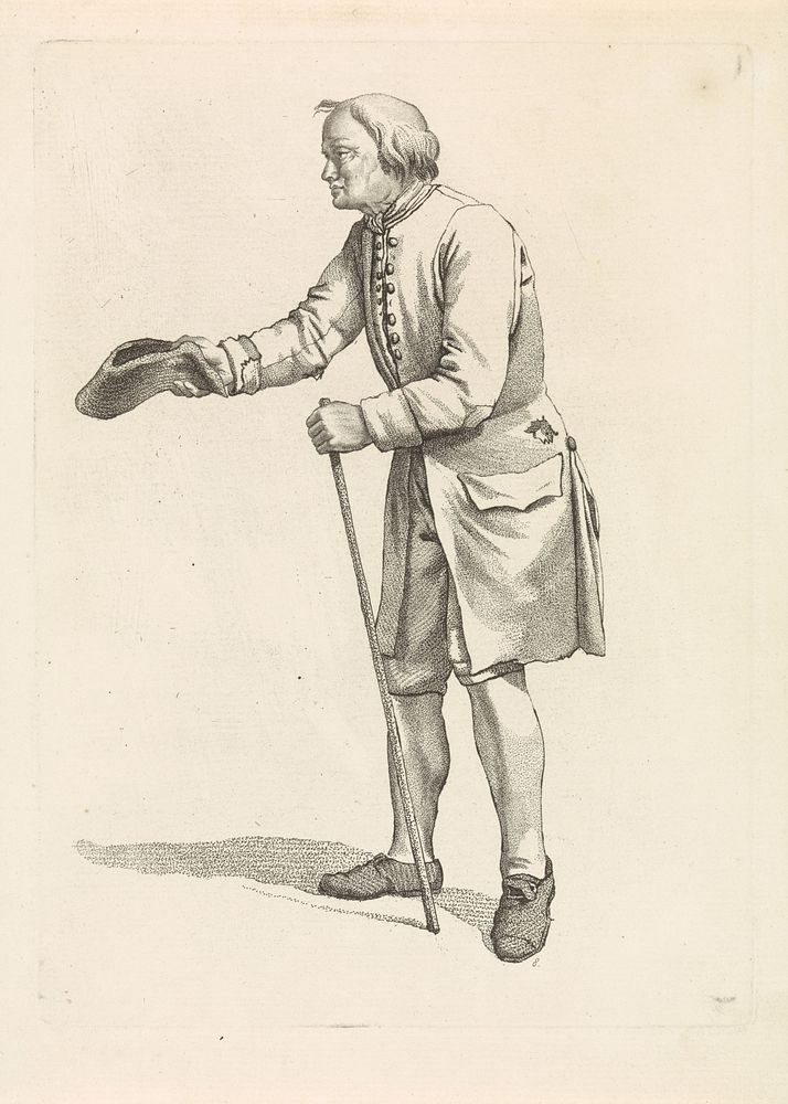 Bedelaar met hoed en stok (1818 - 1833) by Mathias de Sallieth, Jacob Perkois and Johannes Huibert Prins