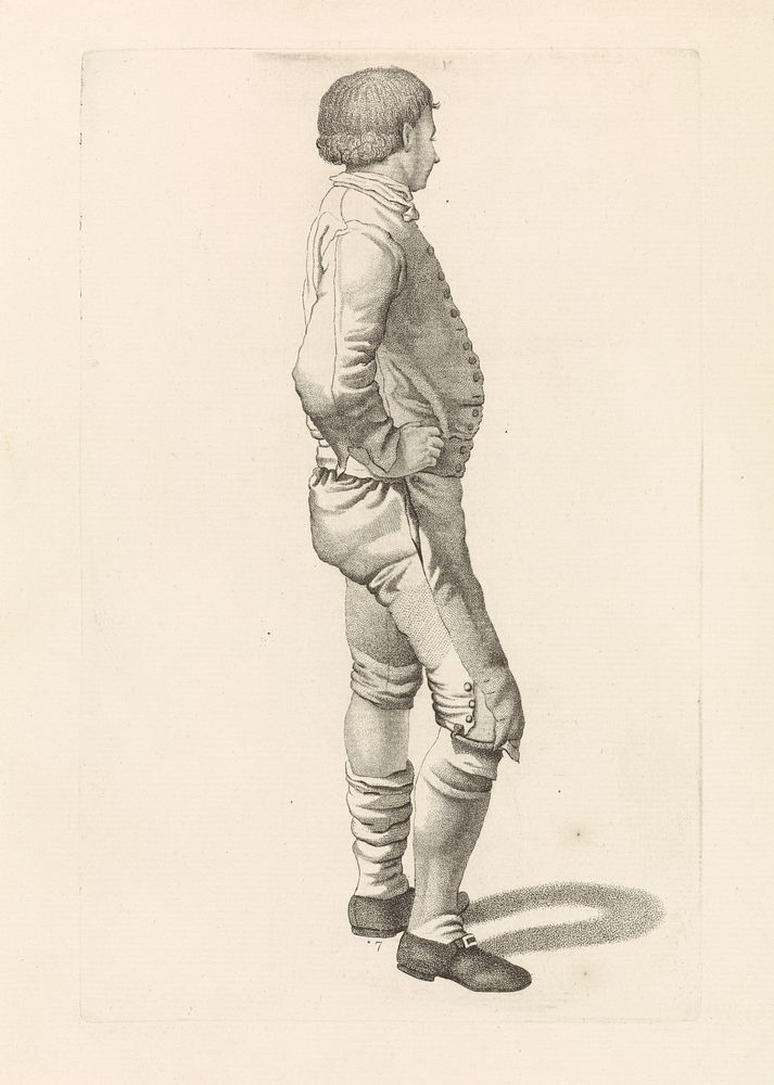 Staande man met de handen in zijn zij, en profil (1818 - 1833) by Mathias de Sallieth, Jacob Perkois and Johannes Huibert…