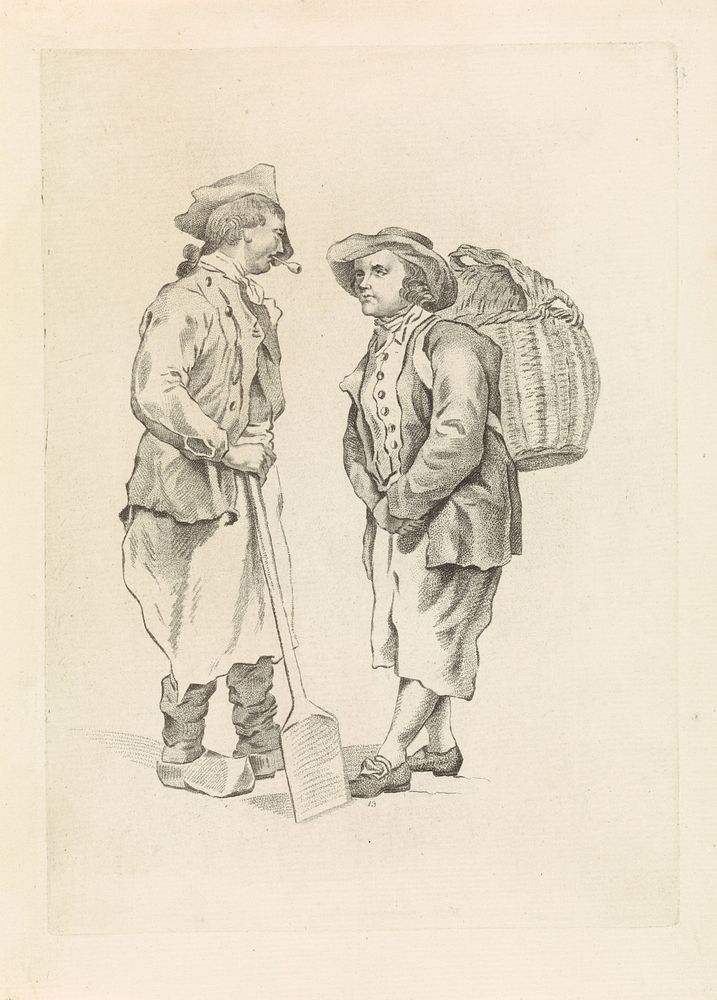 Twee boeren in gesprek (1818 - 1833) by Mathias de Sallieth, Jacob Perkois and Johannes Huibert Prins