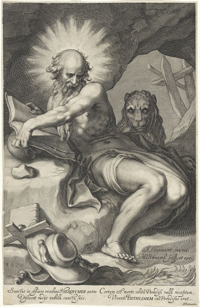 H. Hieronymus in een grot (1610) by Willem Isaacsz van Swanenburg, Abraham Bloemaert, Petrus Scriverius and Willem Isaacsz…