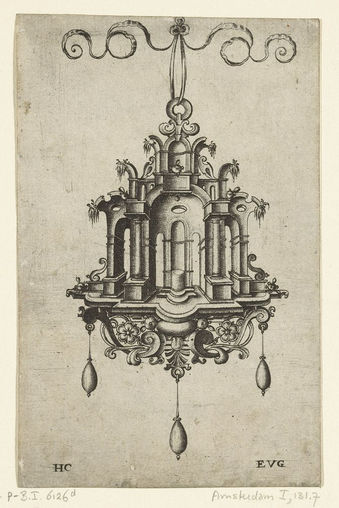 Hanger met een driebeukige nis met leeg altaar (c. 1550 - before 1580) by Monogrammist EVG and Hans Collaert I