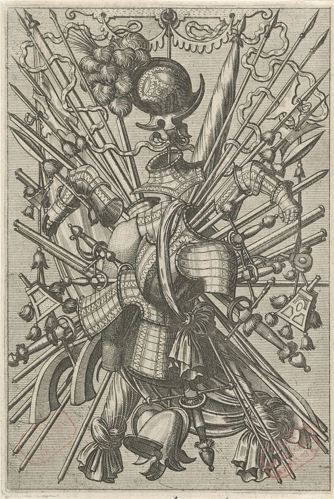 Vlakdecoratie, bestaande uit een wapentrofee (1558 - 1572) by Johannes of Lucas van Doetechum, Hans Vredeman de Vries and…