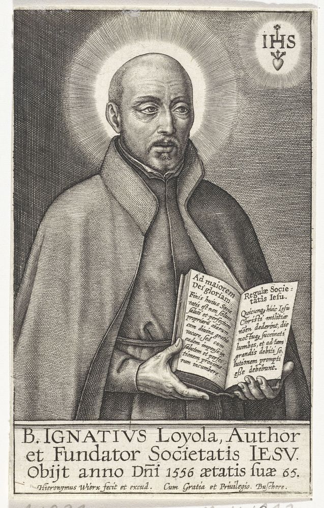 Portret van Ignatius van Loyola, stichter van de orde der jezuïeten (1563 - before 1619) by Hieronymus Wierix, Hieronymus…