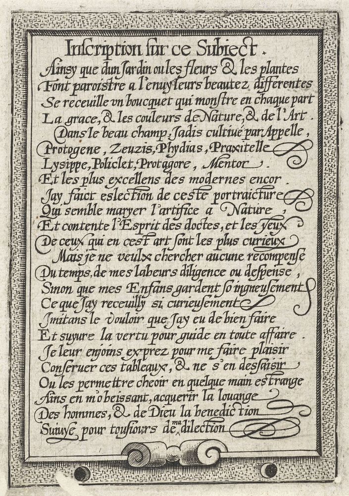 Tekst bij het portret van de goudsmid Quintin van der Gracht (1584) by Johannes Wierix