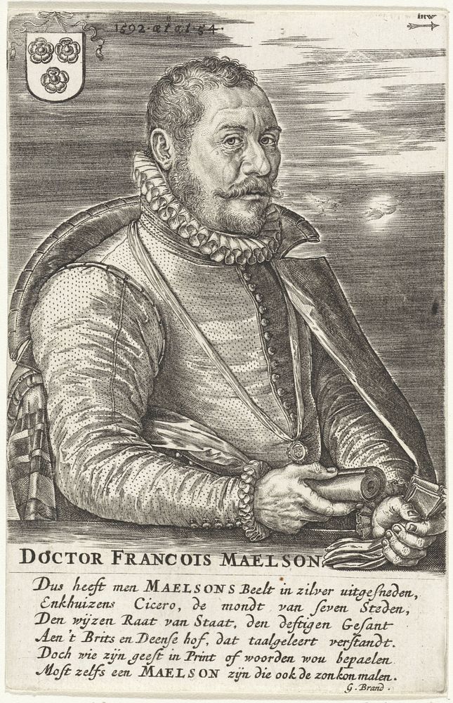 Portret van François Maelson (1592) by Johannes Wierix and G Brand