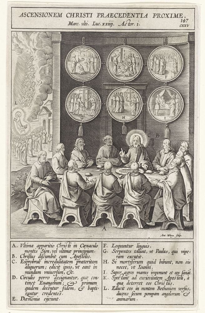 Christus verschijnt voor de laatste keer aan de apostelen (1593) by Antonie Wierix II and Bernardino Passeri