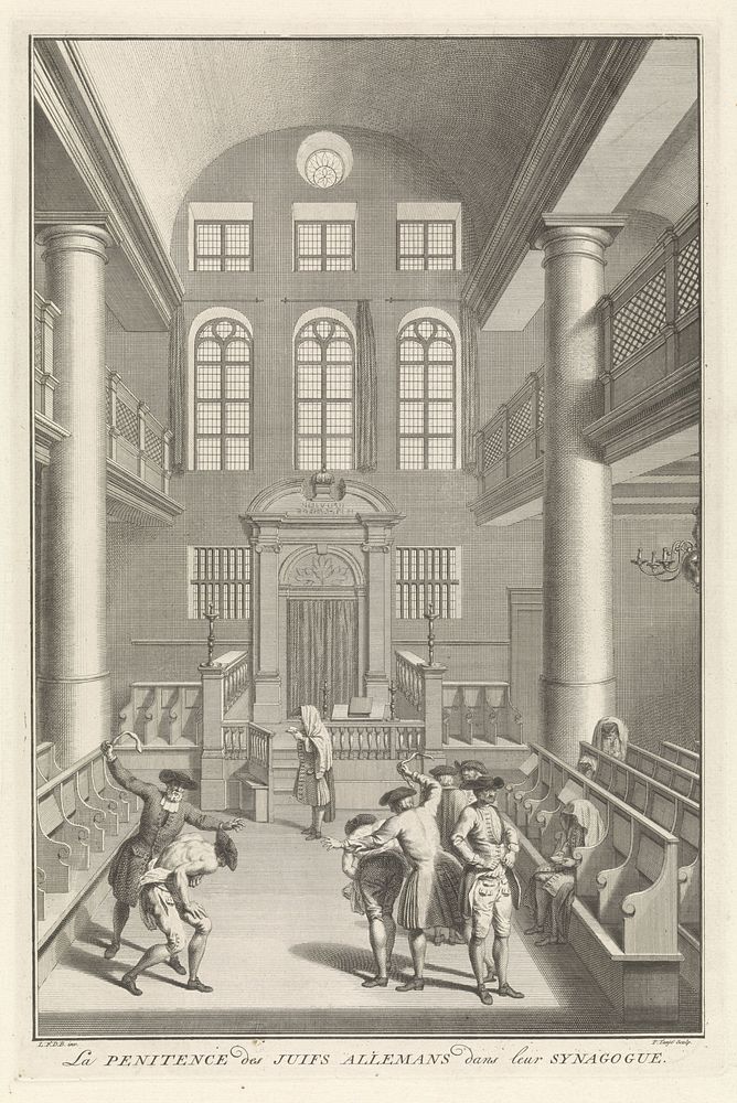 Boetedoening door Asjkenazische Joden in de synagoge (1716 - 1761) by Pieter Tanjé and Louis Fabritius Dubourg
