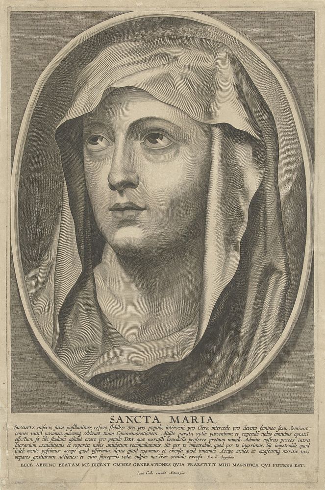 Portret van de heilige maagd Maria (1627 - 1676) by Joannes Galle, anonymous and Peter Paul Rubens