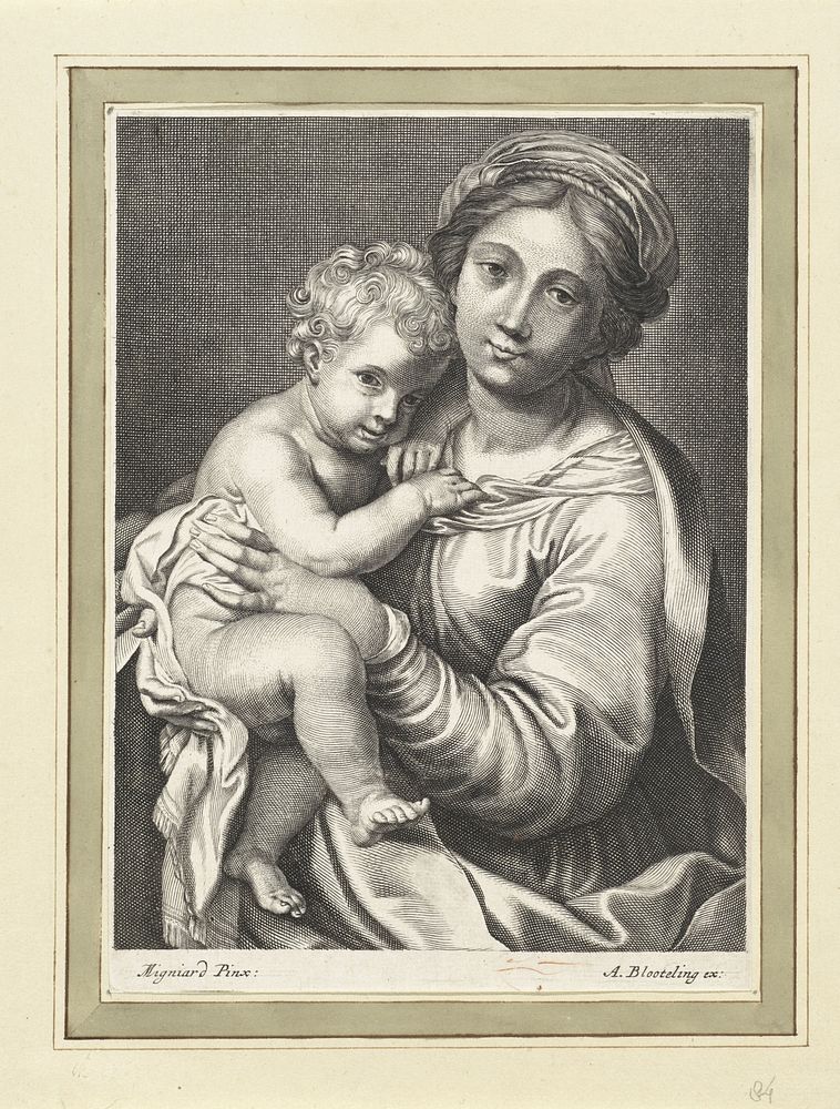 Maria met kind (1655 - 1690) by anonymous, Pierre Mignard 1612 1695 and Abraham Bloteling