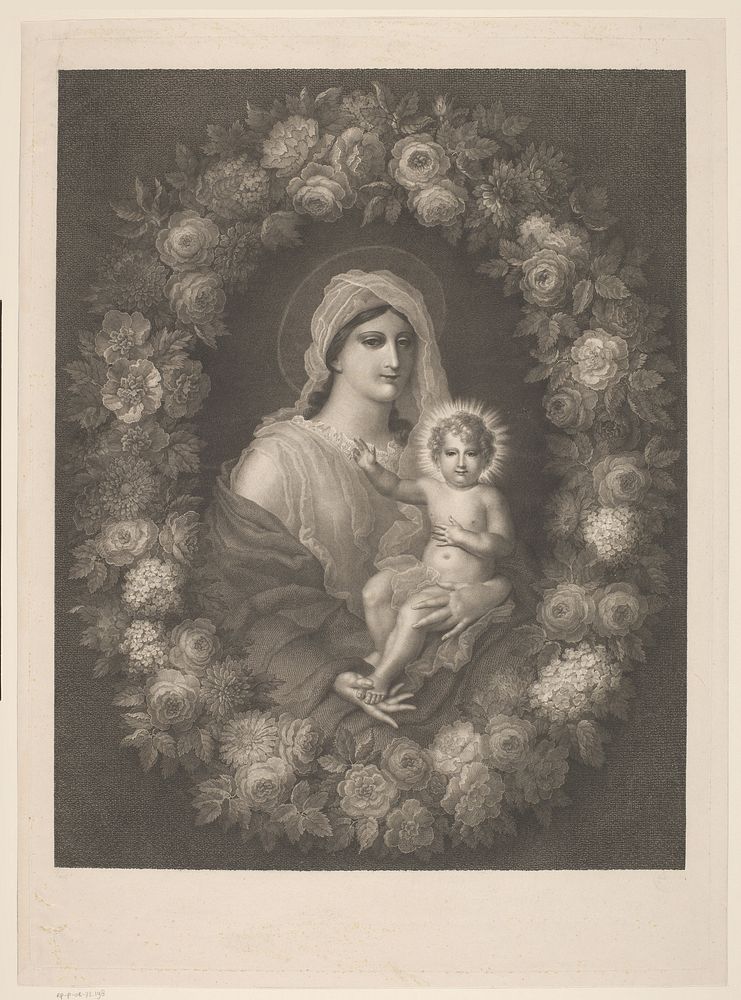 Maria met kind in bloemenkrans (c. 1800 - 1842) by Nicolas Pinet