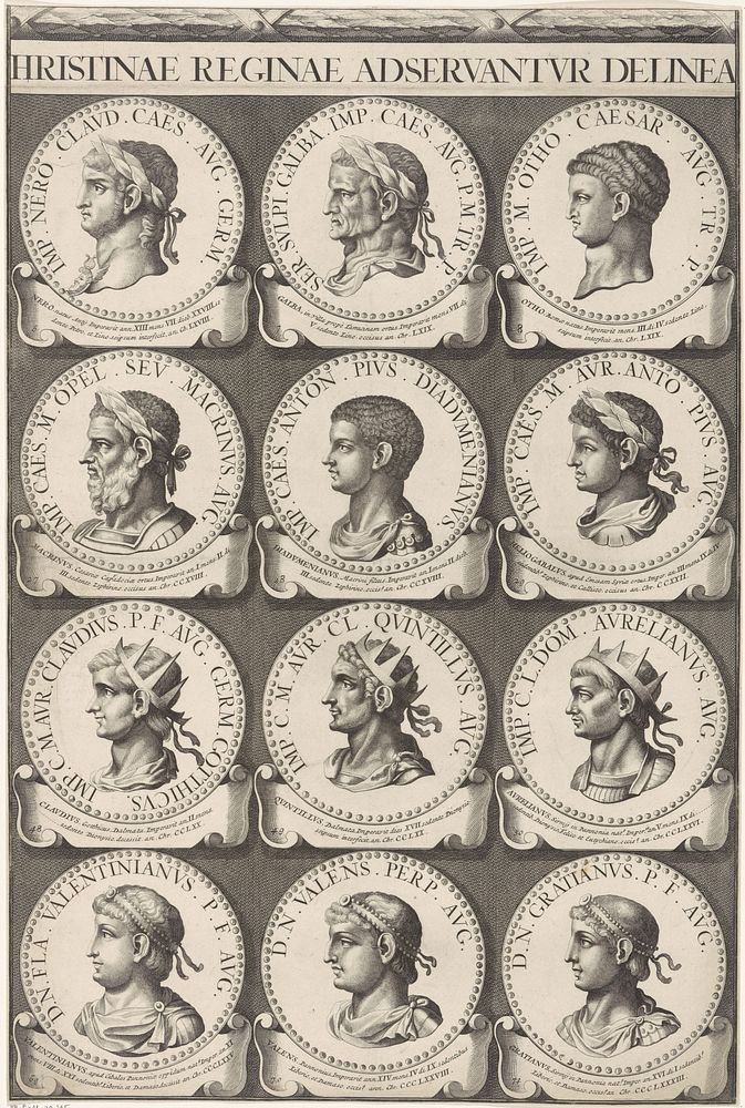 Keizers en koningen, medaillons 6-71, blad 3 (1695) by Jan van Vianen, François Halma and Hendrik Casimir II graaf van…