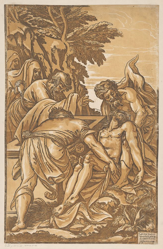 Graflegging van Christus (1568 - 1629) by Andrea Andreani and Giuseppe Scolari