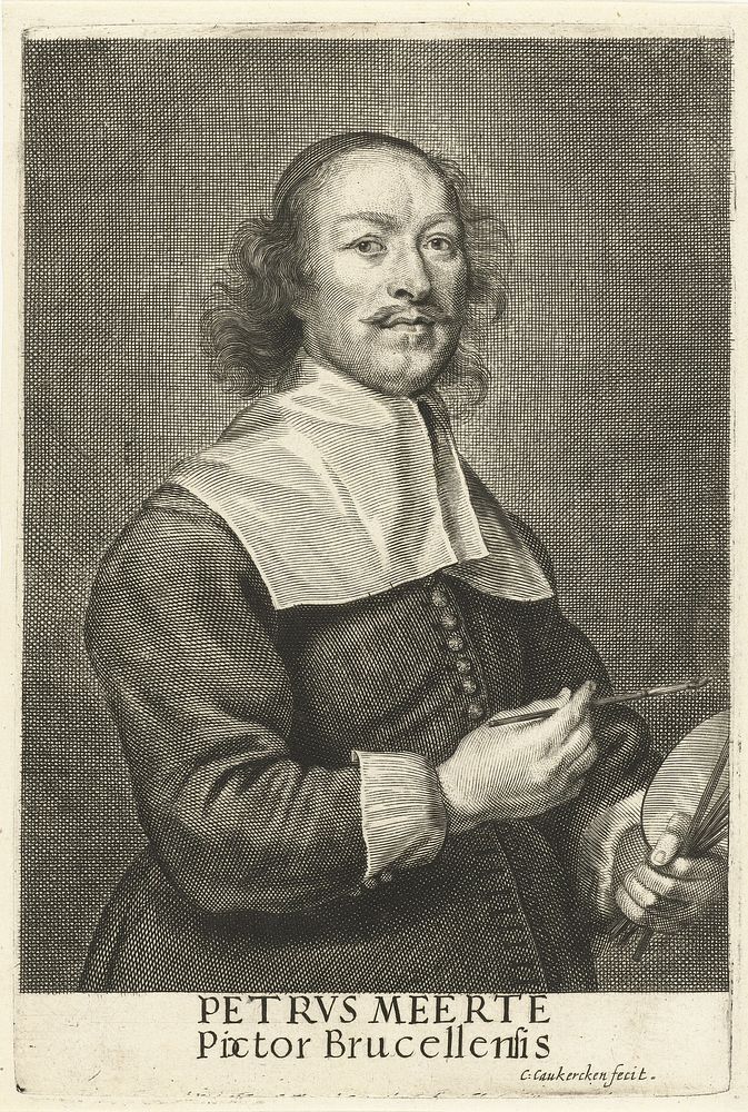 Portret van de schilder Petrus Meerte (c. 1640 - 1680) by Cornelis van Caukercken