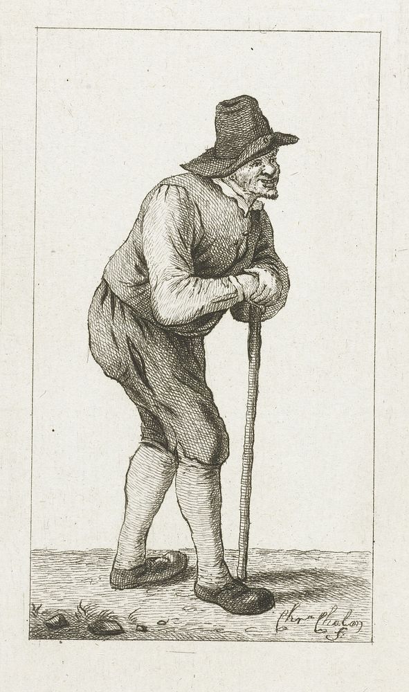 Man leunend op stok (1777 - 1779) by Pieter de Mare and Christina Chalon