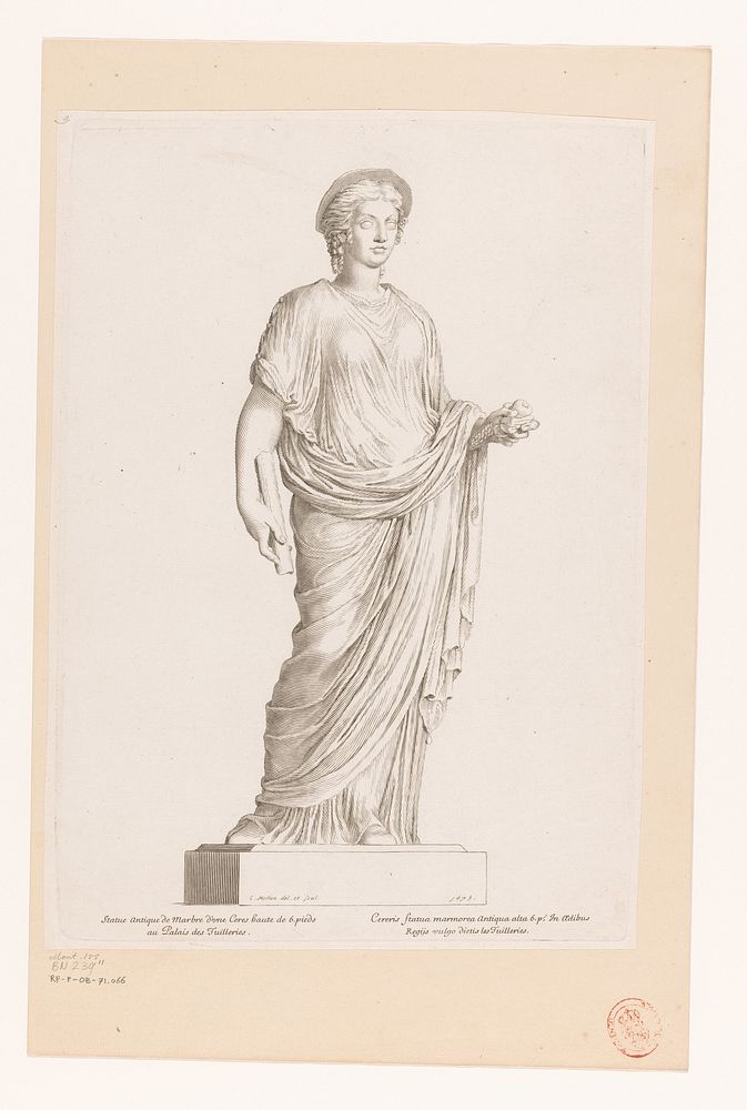 Standbeeld van Ceres (1677) by Claude Mellan, Claude Mellan, Imprimerie Royale and Imprimerie Royale