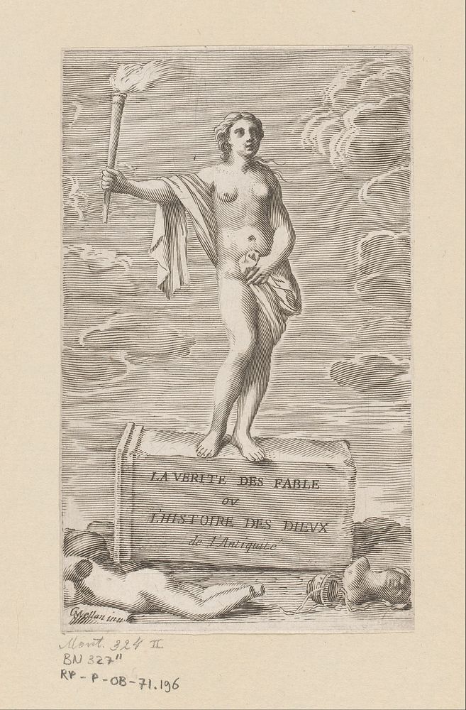 Naakte vrouw met een toorts op een voetstuk (1648) by Claude Mellan, Claude Mellan and Henri Le Gras