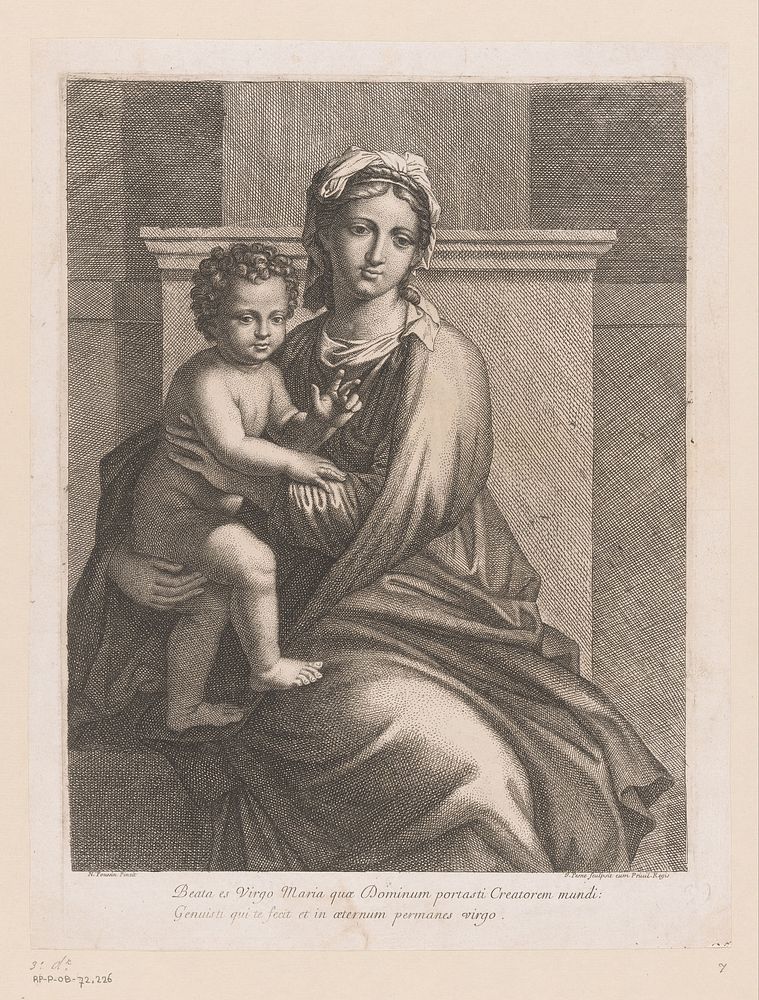 Maria met kind (1638 - 1690) by Jean Pesne, Nicolas Poussin and Franse kroon