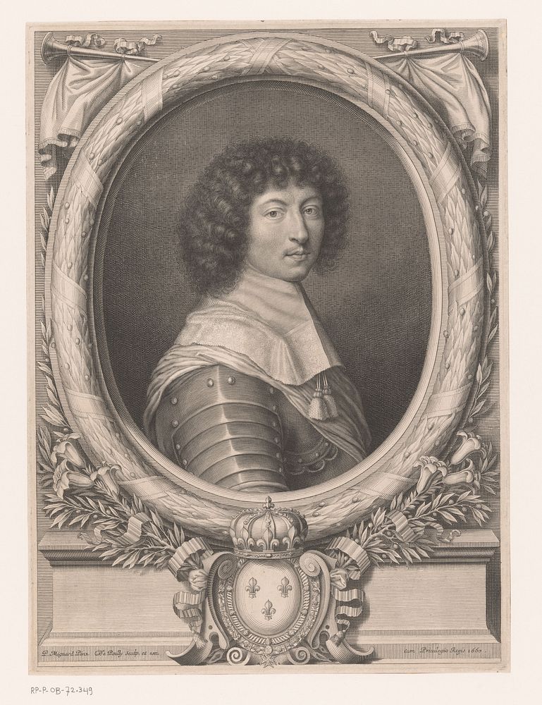Portret van Lodewijk XIV (1660) by François de Poilly I, Pierre Mignard 1612 1695, François de Poilly I and Lodewijk XIV…