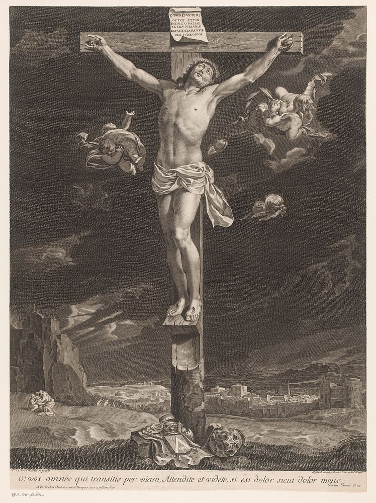 Christus aan het kruis (c. 1648 - c. 1651) by Gilles Rousselet, Charles Le Brun, Audran and Lodewijk XIV koning van Frankrijk