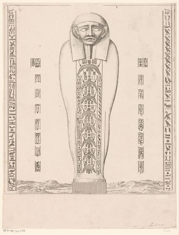 Egyptische sarcofaag omringd door hiërogliefen (1631 - 1691) by Israël Silvestre