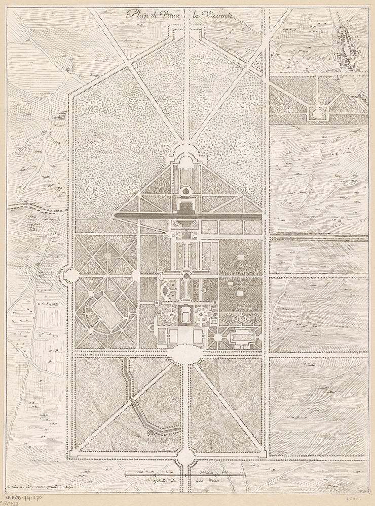 Plattegrond van het kasteel van Vaux-le-Vicomte (1631 - 1691) by anonymous and Israël Silvestre