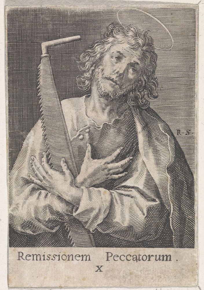 Apostel Simon de Zeloot (1570 - 1600) by Raphaël Sadeler I and Maerten de Vos