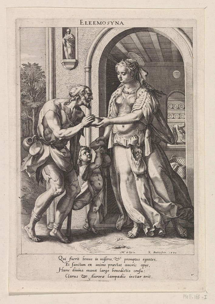 Liefdadigheid (1589) by Raphaël Sadeler I, Maerten de Vos and Raphaël Sadeler I