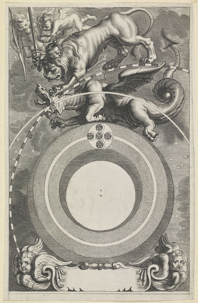 Leeuw van Juda overwint de draak (1690) by anonymous and Wilhelmus Goeree I