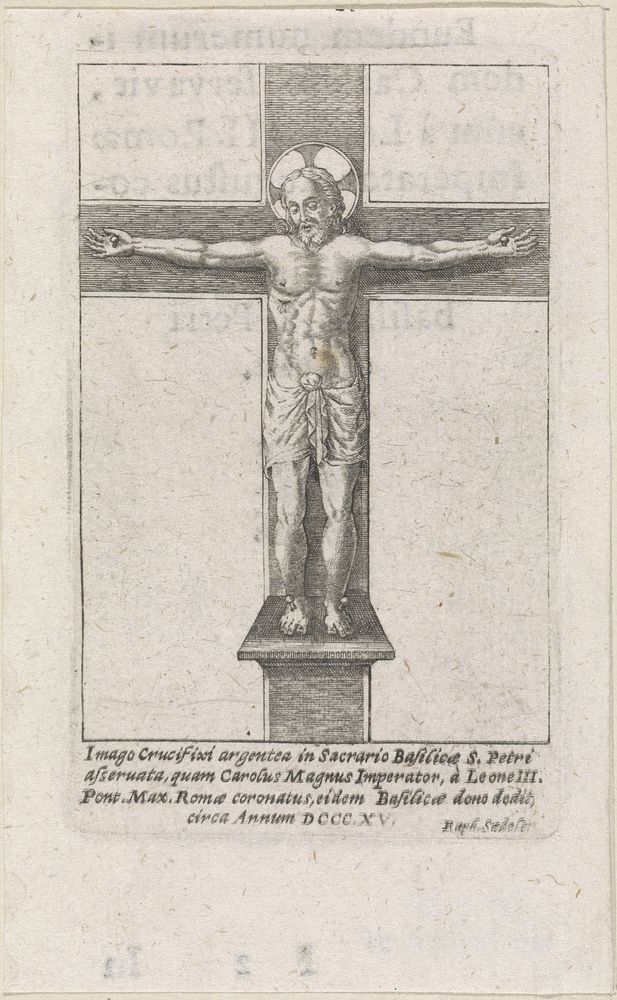Crucifix met Christus met nimbus (1622) by Raphaël Sadeler II, Raphaël Sadeler I, Raphaël Sadeler II and Wilhelm Eder