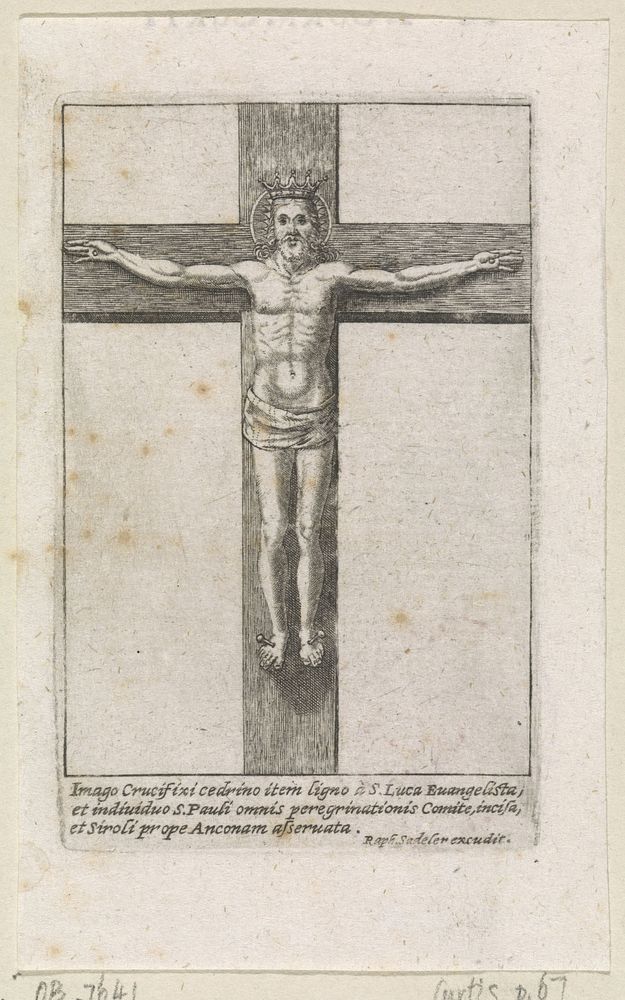 Gekroonde Christus aan het kruis (1622) by Raphaël Sadeler II, Raphaël Sadeler I, Raphaël Sadeler II and Wilhelm Eder