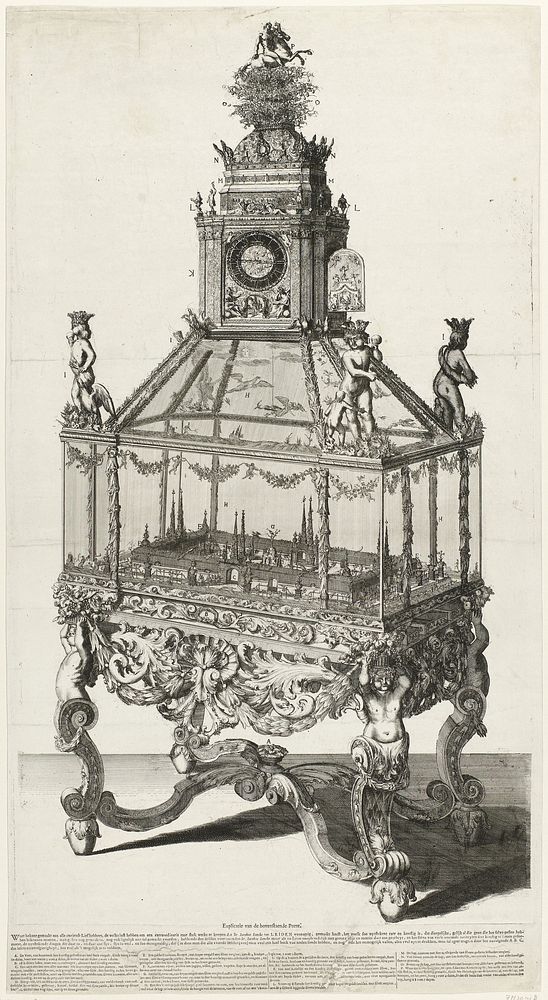 Kabinet met vitrine met een tuin, ca. 1700 (1690 - 1710) by anonymous