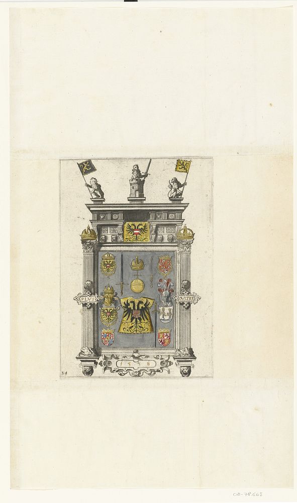 Wapens en insignia van Karel V, nr. 34 (1619) by Joannes van Doetechum I, Lucas van Doetechum, Hieronymus Cock and Hendrick…