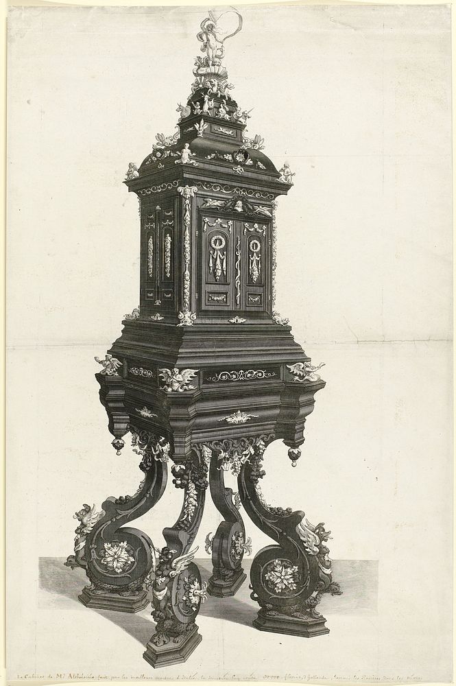 Italiaans kabinet op voetstuk, ca. 1700 (1690 - 1710) by anonymous