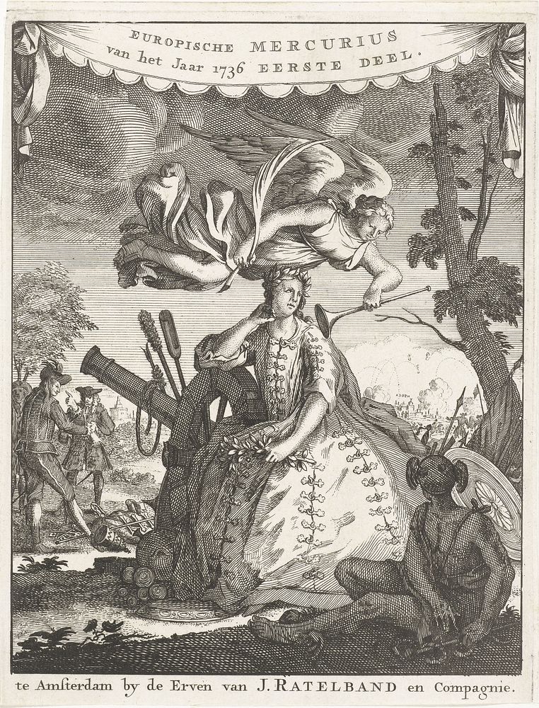 Titelpagina voor de Europische Mercurius van 1736 (1736) by Jan Ruyter and erven J Ratelband