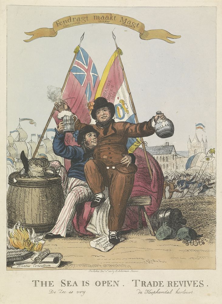 Hernieuwde vriendschap tussen Nederland en Groot-Brittannië, 1813 (1813) by anonymous and Rudolph Ackermann