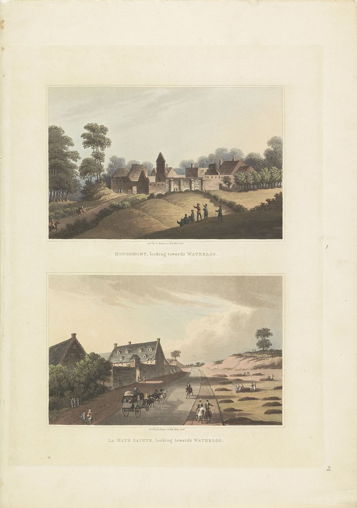 Hougoumont en La Haye-Sainte (1816) by anonymous and Robert Bowyer