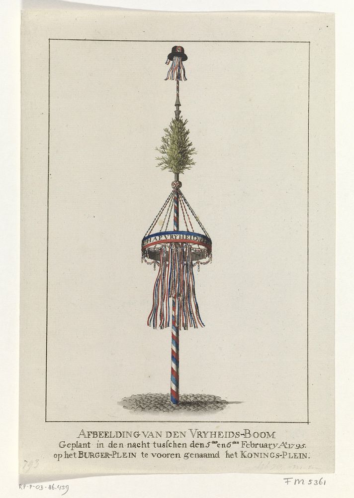 Vrijheidsboom op het Koningsplein, 1795 (1795) by anonymous