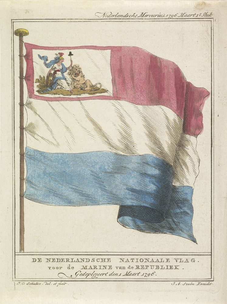 Nationale vlag voor de Bataafse Marine, 1796 (1797) by Johan Christoffel Schultsz, Johan Christoffel Schultsz and Jan…